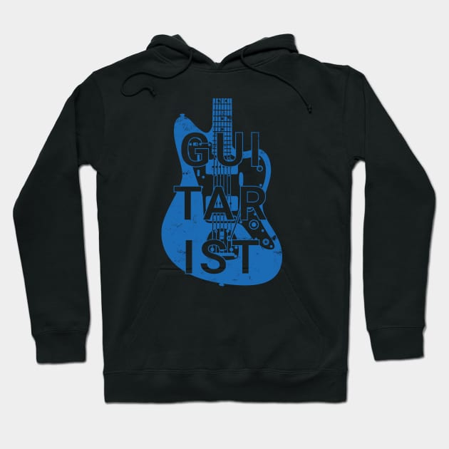 Guitarist Electric Guitar Body Blue Color Hoodie by nightsworthy